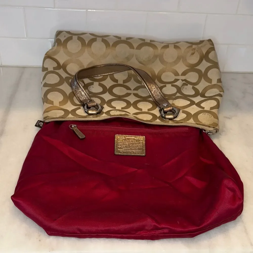 Coach Bag Purse Handbag Y2K Poppy Signature Op Art Logo Large Tote Bag